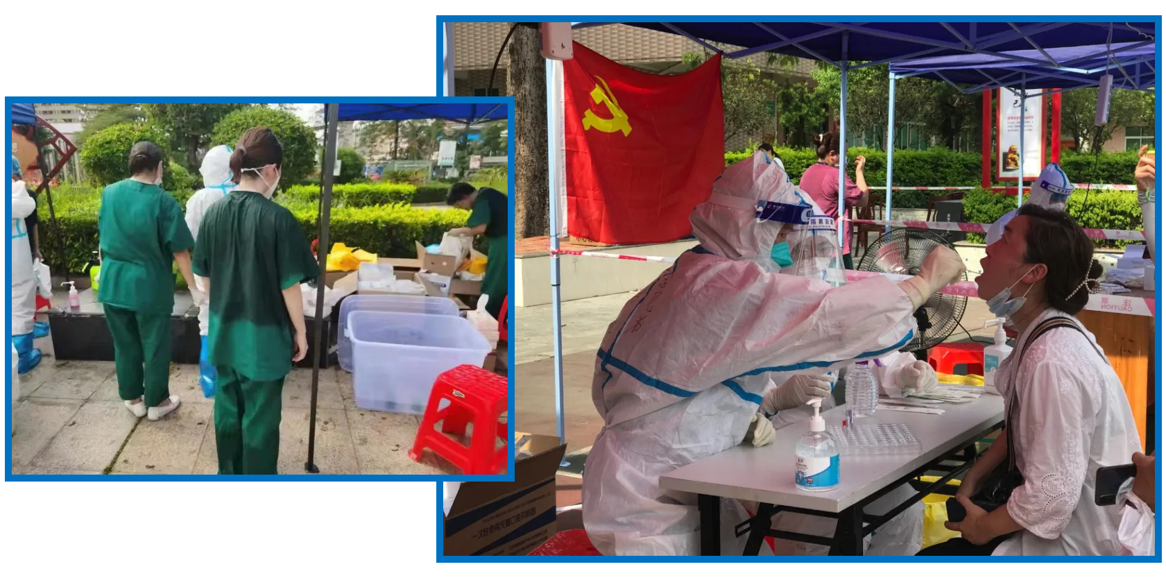 一線(xiàn)醫護人員在高溫下工作